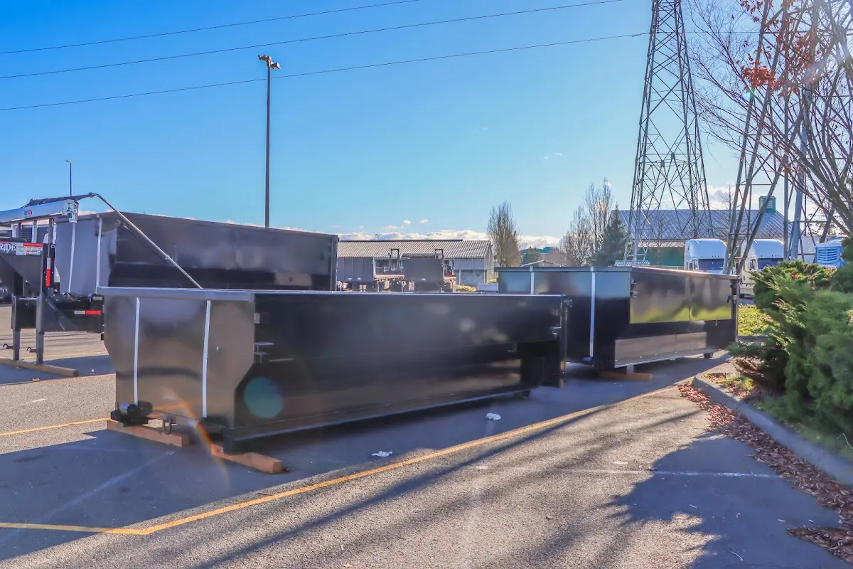 Roll-off dumpster ready for waste disposal at job site for 12 Yard Dumpster Rental in Moscow